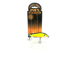 Poe's Cruise Minnow Series 2600W, Chartreuse/Black Back/Orange Belly Color on Card