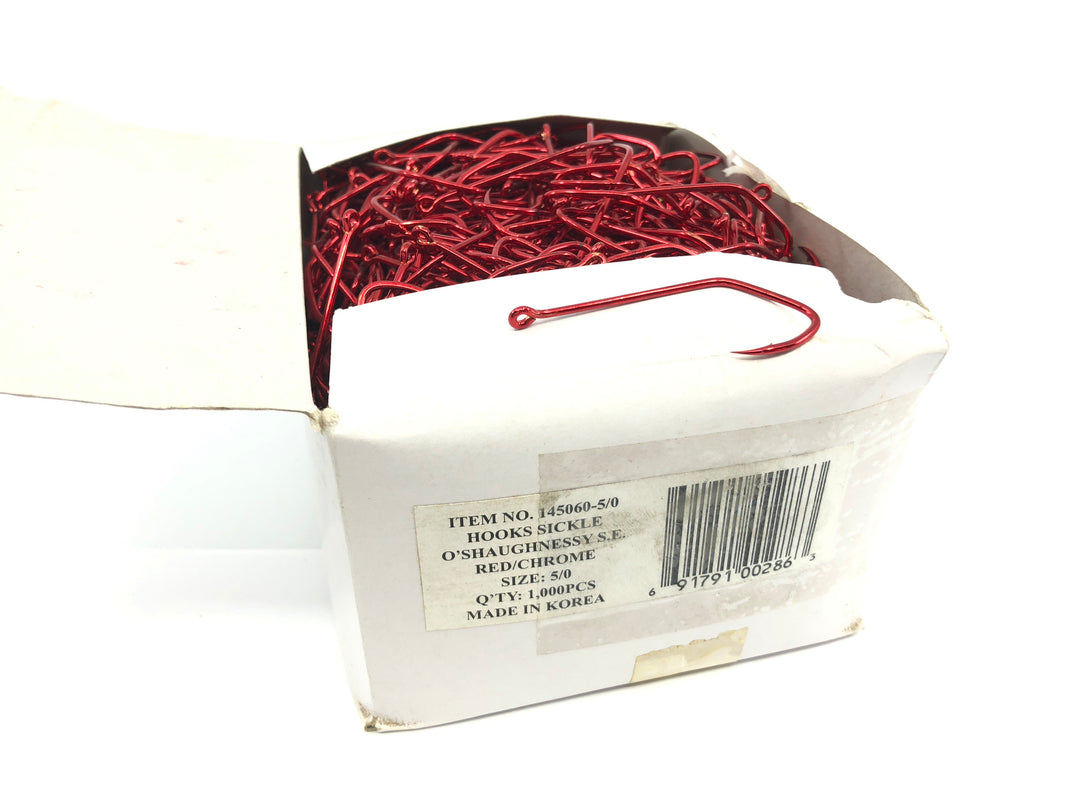 Hooks Sickle O'Shaughnessy S.E. Red / Chrome Size 5/0 Qty 1000 Hooks Ref 145060-5/0
