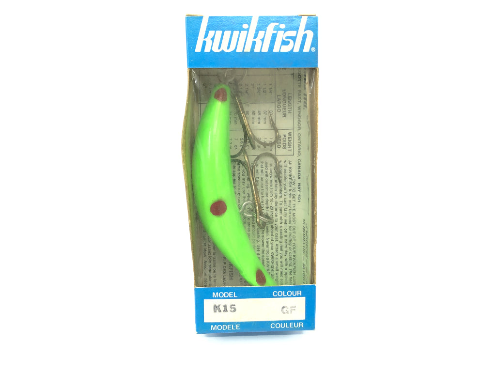 Kwikfish K15 GF Green Fluorescent Color New in Box Old Stock