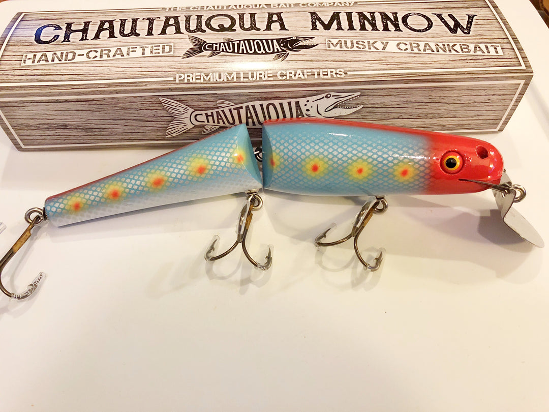 Jointed Chautauqua 8" Minnow Musky Lure Special Order Color "Carnival"