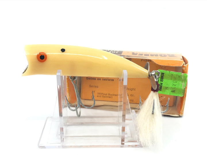 Bomber Popper 01 White with Tail Spinner and Box