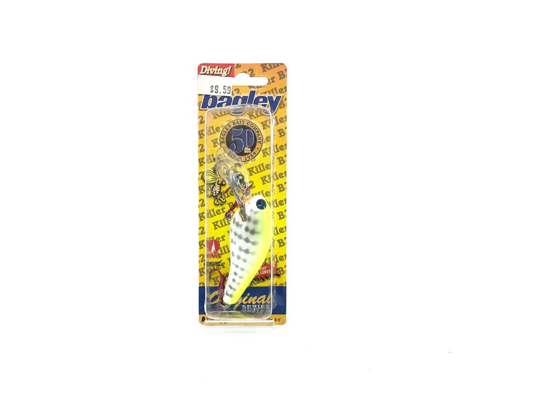 Bagley Diving Killer Balsa 2 DKB2-TOM Chartreuse Crawfish White Color, New on Card