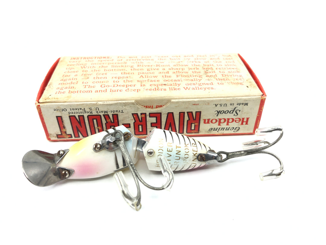 Heddon Jointed Sinking River Runt 9330 XBP Pearl and Black Shore Color with Box