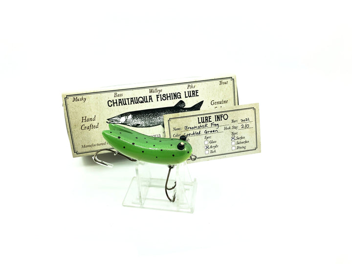 Chautauqua Special Order Wooden Broomstick Frog in Speckled Green Frog Color
