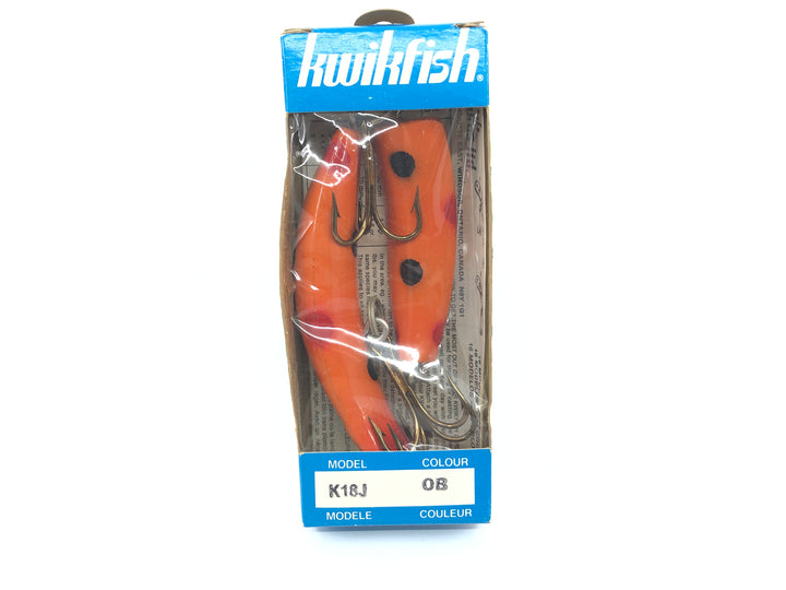 Pre Luhr-Jensen Kwikfish K18J Jointed OB Orange with Black and Red Spots Color New in Box Old Stock
