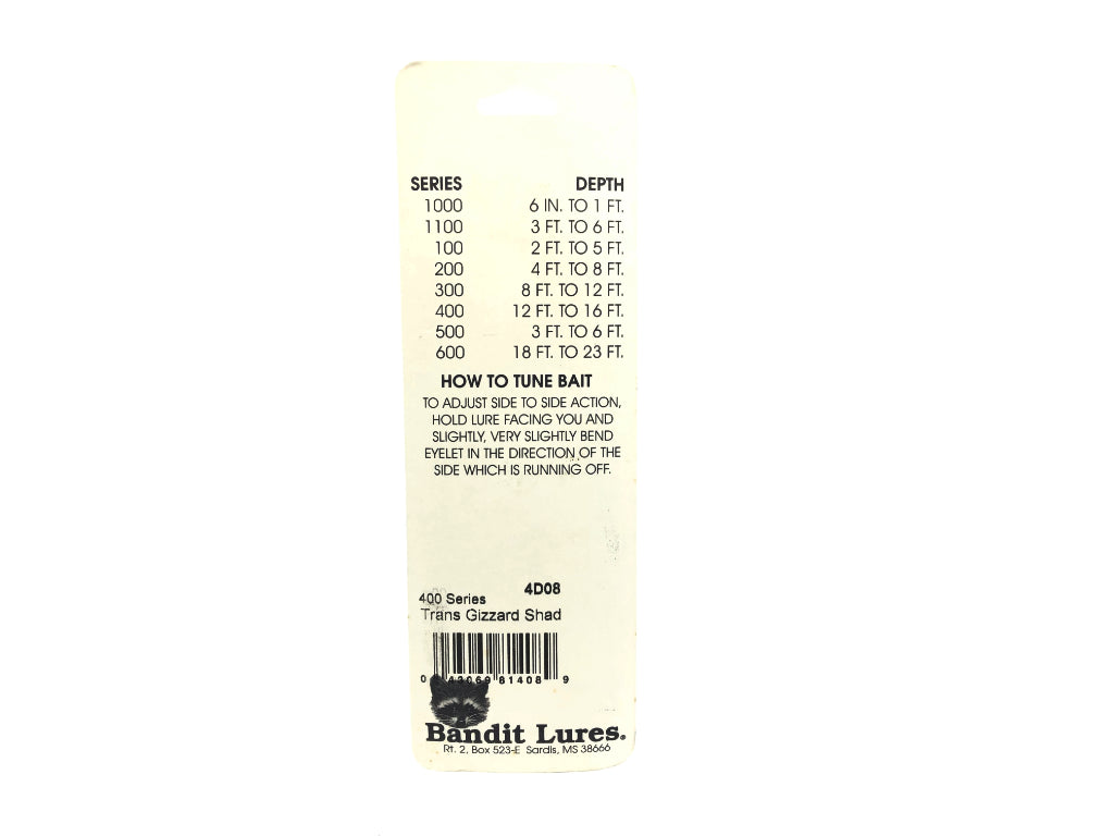 Bandit 400 Series 4D08 Trans Gizzard Shad Color New Old Stock