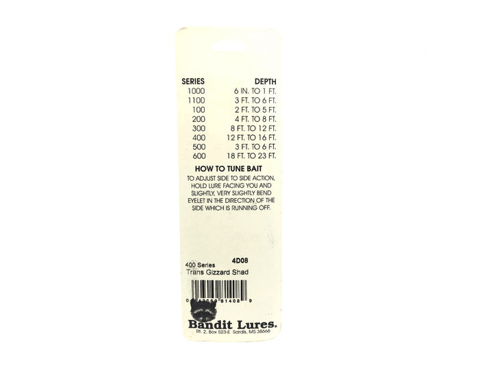 Bandit 400 Series 4D08 Trans Gizzard Shad Color New Old Stock