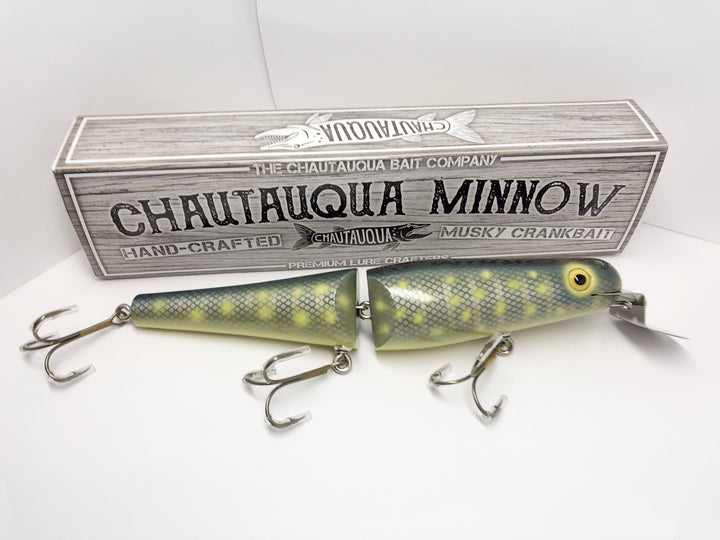Jointed Chautauqua 8" Minnow Musky Lure Special Order Color "Lime Musky"