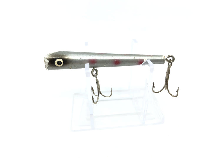 Silver with Red Dots Wooden Pencil Popper Lure