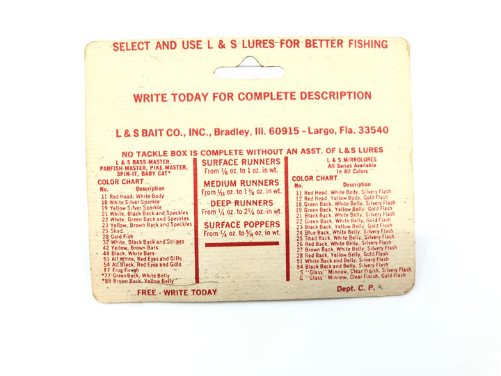 L & S Panfish Size MirroLure on Card Red and White