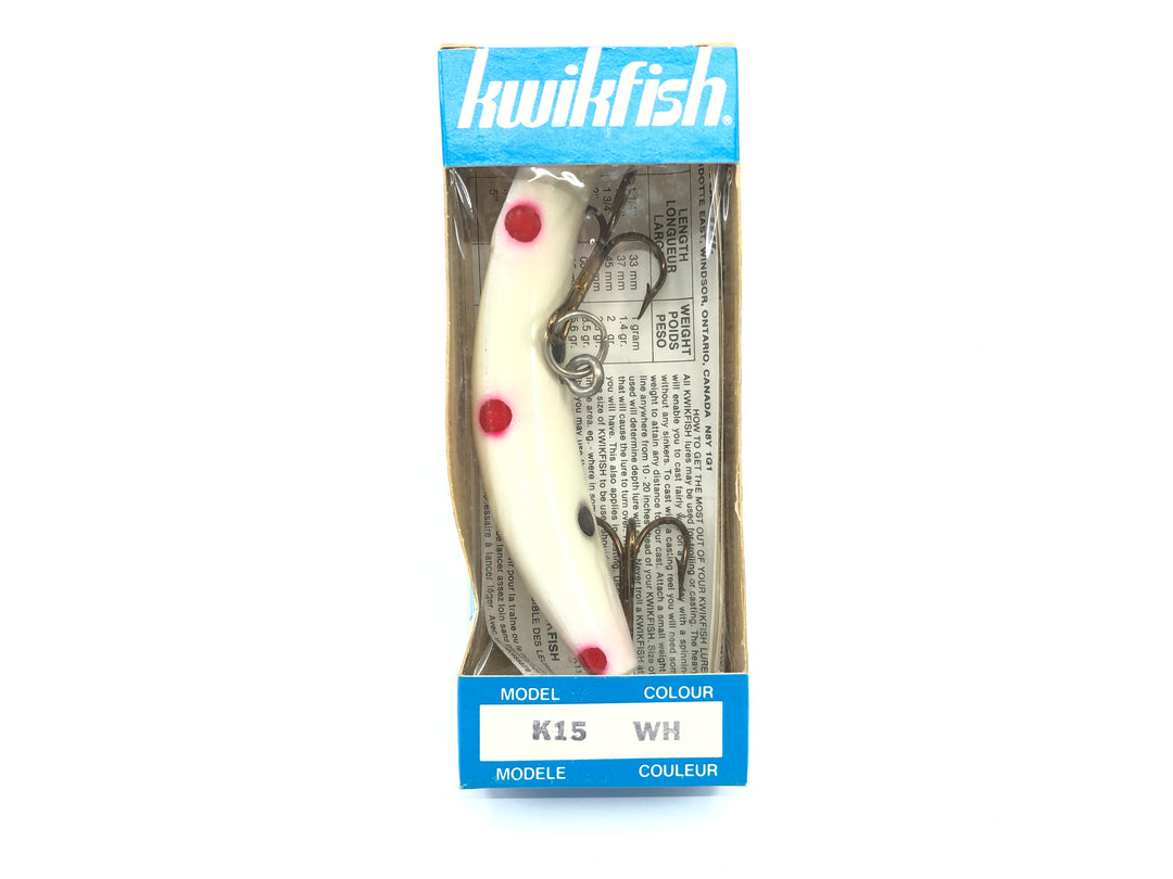 Kwikfish K15 WH White Red and Black Spots Color New in Box Old Stock