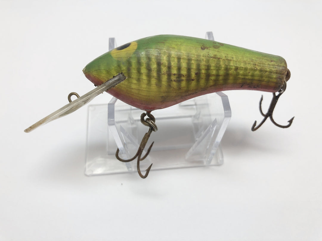 Poe's Early Wooden Lure Green Orange