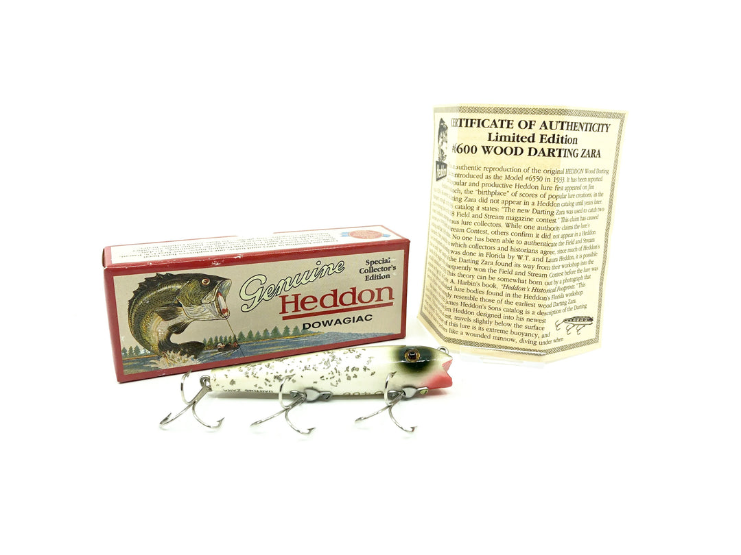 Heddon Centennial Edition Wood Darting Zara New in Box NO. X6600W-SS, Silver Flitter Color
