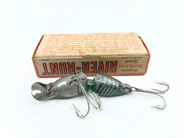 Heddon Jointed River Runt 9330 XRG Green Shore Minnow Color with Box and Catalog