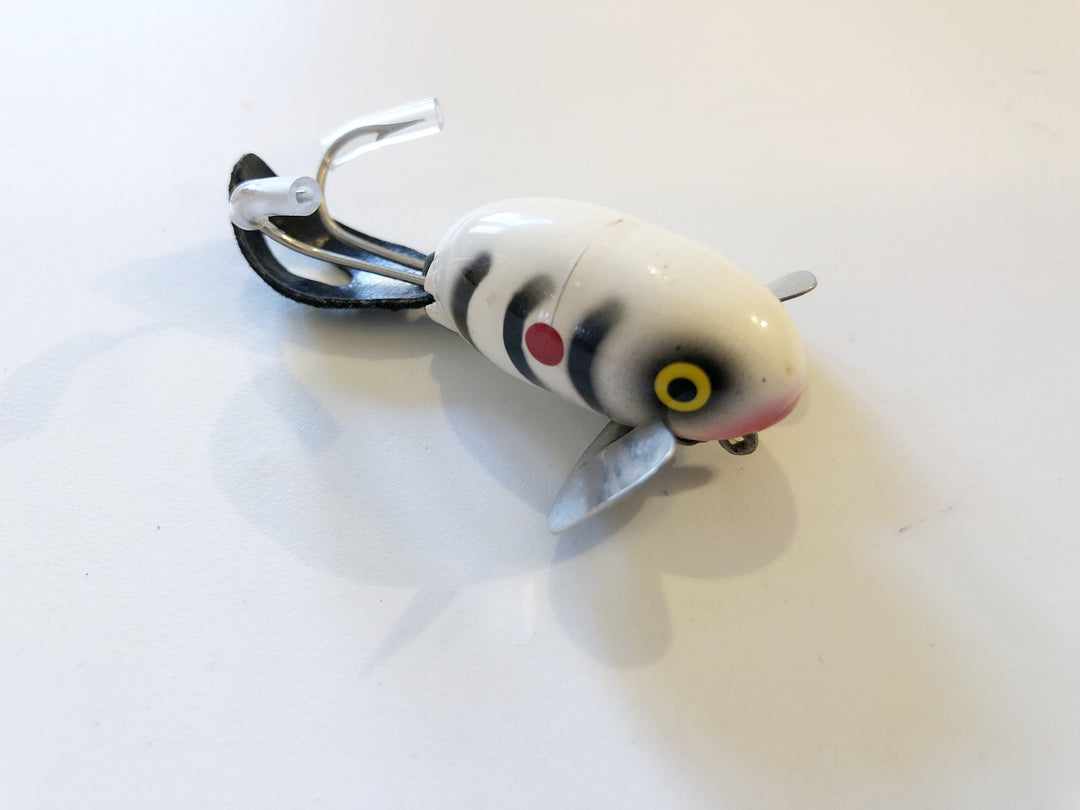 Falls Bait Company Fish 'N Fool White with Black Ribs and Red Dots