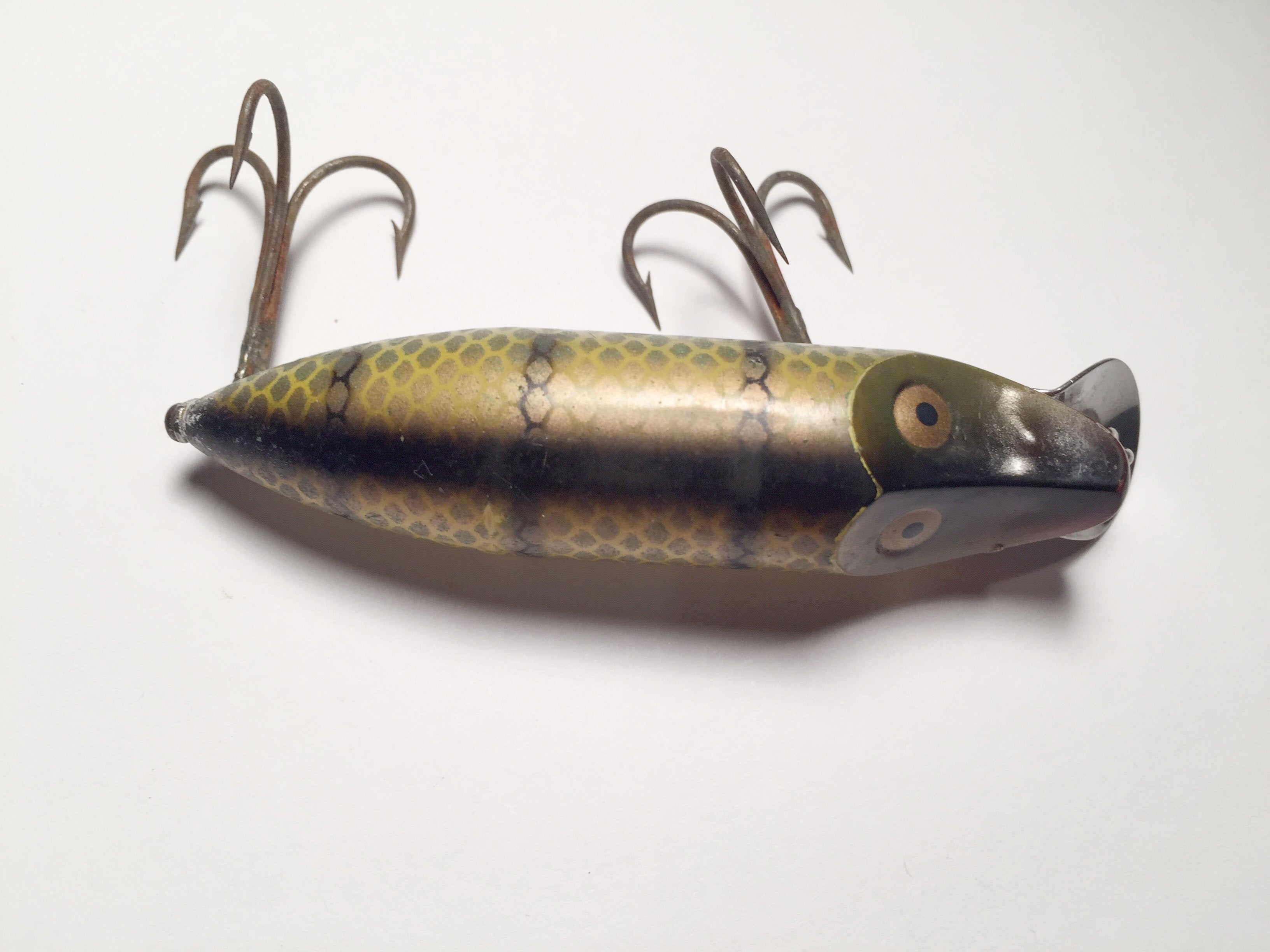 Leurres Anciens Heddon River Runt Spook Tête Rouge Corps Blanc - Vintage Avec Boîte