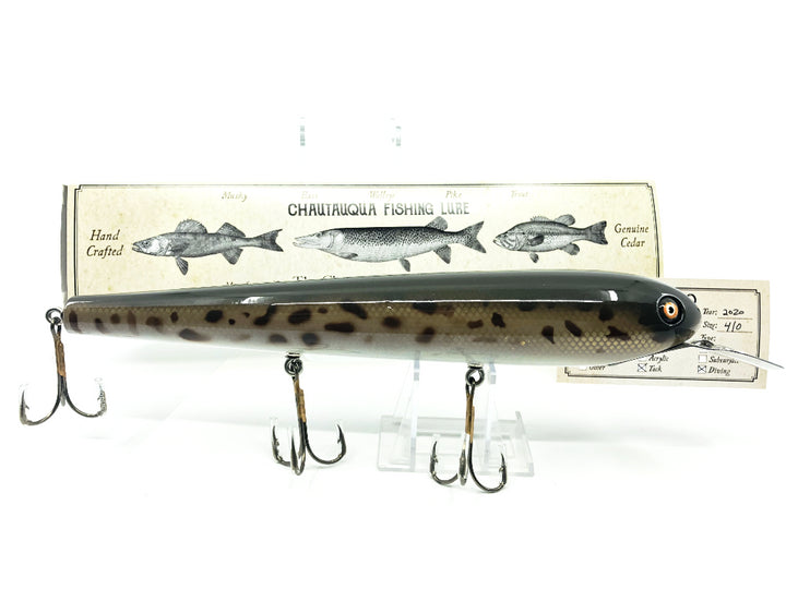 Chautauqua Special Order Wooden Magnum Trolling Minnow in Spotted Sucker Color 2020