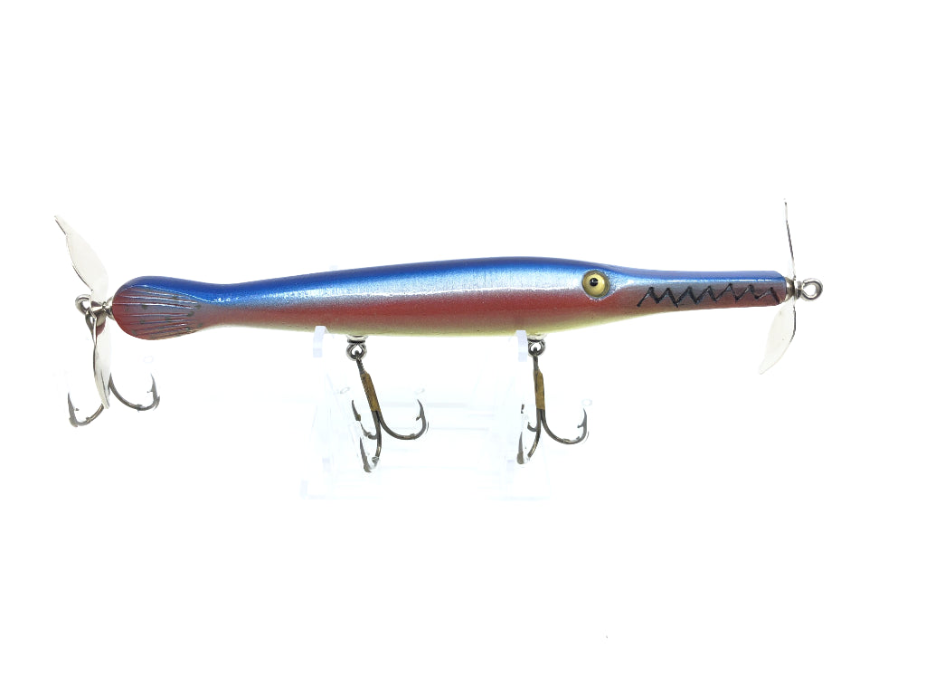 Chautauqua Glass Eye Wooden Topwater Gar with Tail Lure Rainbow Color