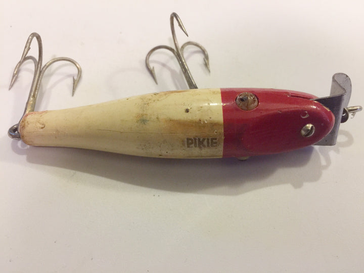 Creek Chub Baby Pikie Wooden with Glass Eyes Red White
