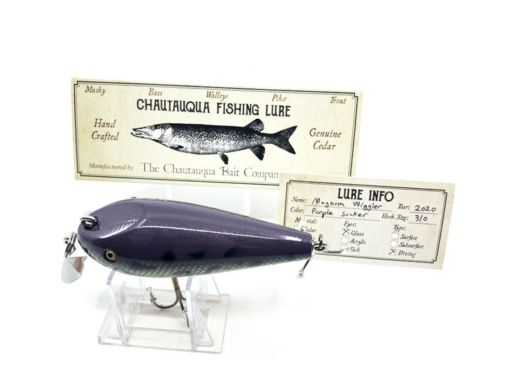 Chautauqua Wooden Glass Eye Magnum Wiggler Purple Sucker 2020 Color Custom Lure
