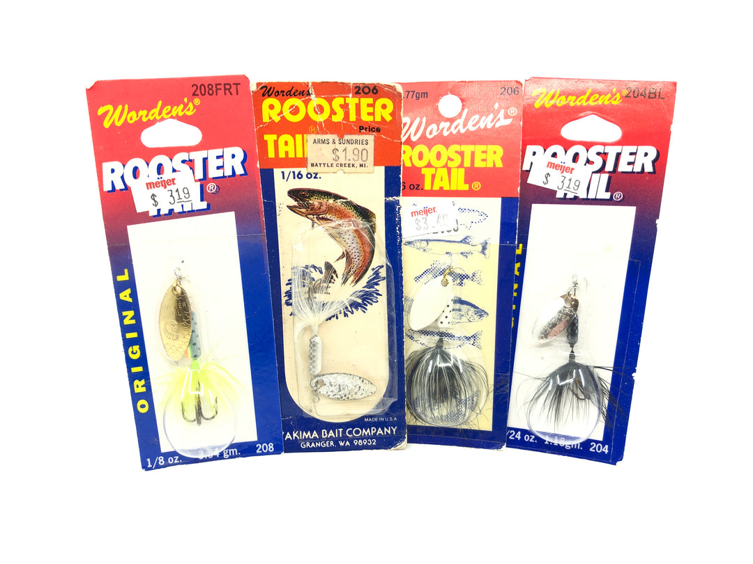 Lot of Four Worden's Rooster Tails New on Card Old Stock Lot 2