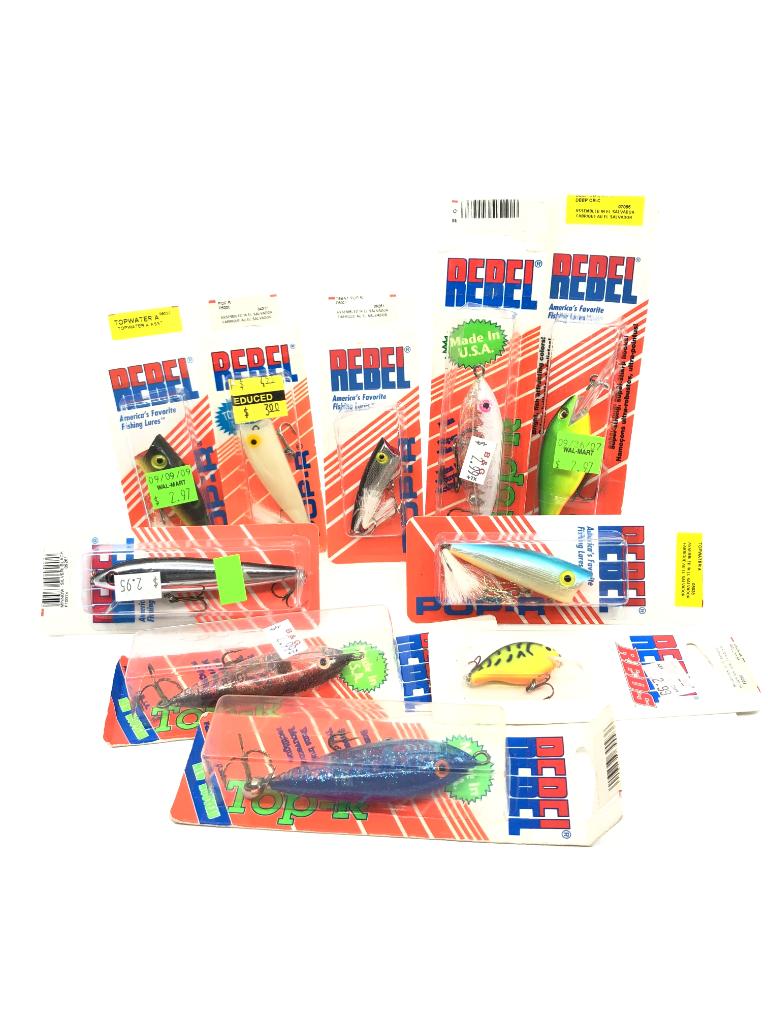 Huge Lot of Ten Rebel Lures New on Card Old Stock