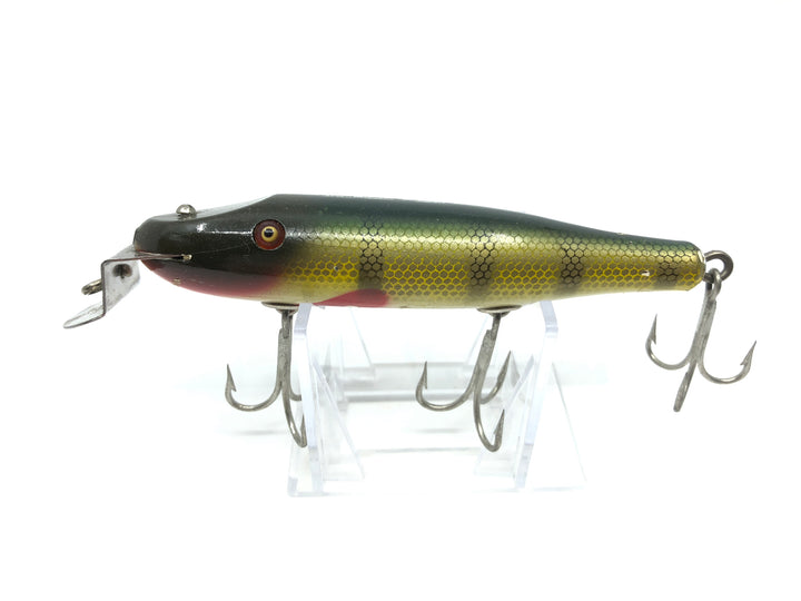 Creek Chub 700 Famous Pikie Minnow in Perch Color 701 Wooden Lure Glass Eyes