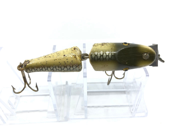 Creek Chub 2700 Baby Jointed Pikie Minnow in Silver Flash Color 2718 Wooden Lure Glass Eyes
