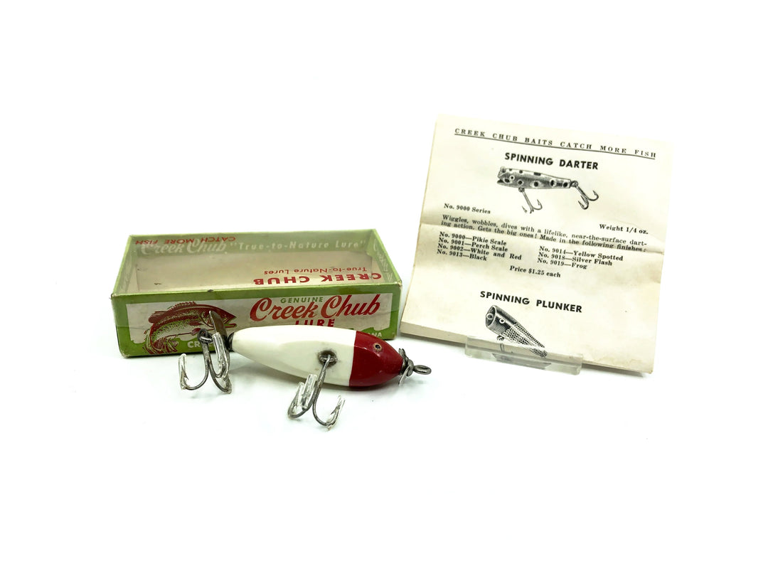 Creek Chub 9500 Spinning Injured Minnow, Red Head/White Color 9502, with Box