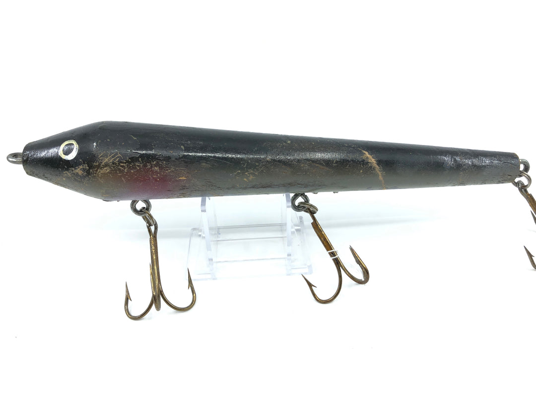 Musky Lure 9" Wooden Bait Teddy Black and White