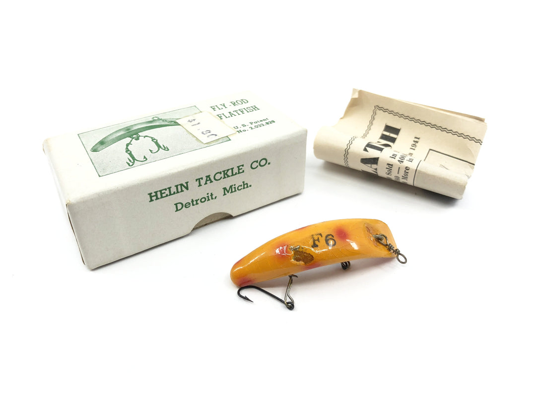 Vintage Helin Flatfish F6 LO Light Orange with Box and Papers 1943