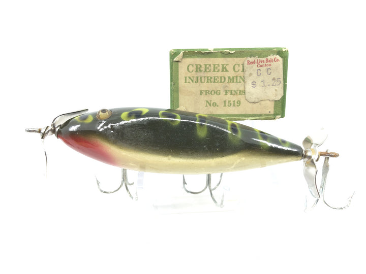 Creek Chub Injured Minnow 1519 Frog Color with Box and Catalog / Hang Tag
