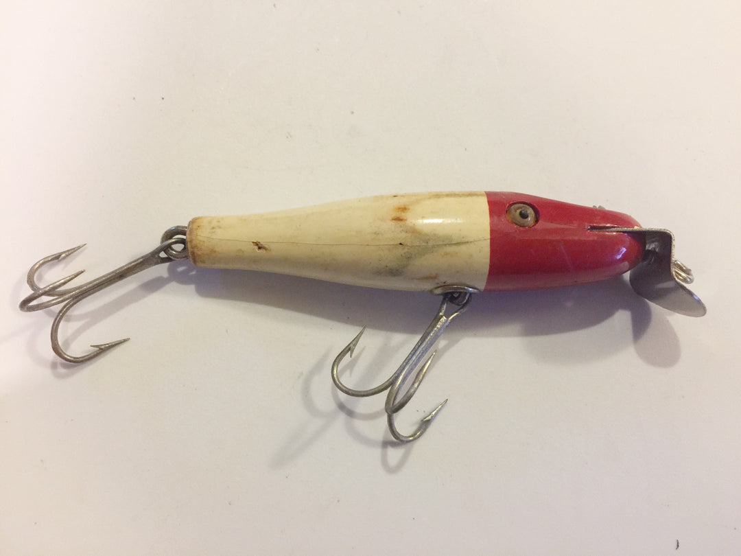 Creek Chub Baby Pikie Wooden with Glass Eyes Red White