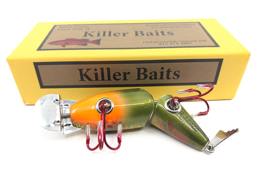 Rusty Jessee Killer Baits Creek Chub Wigglefish Orange Green Snake Skin Color