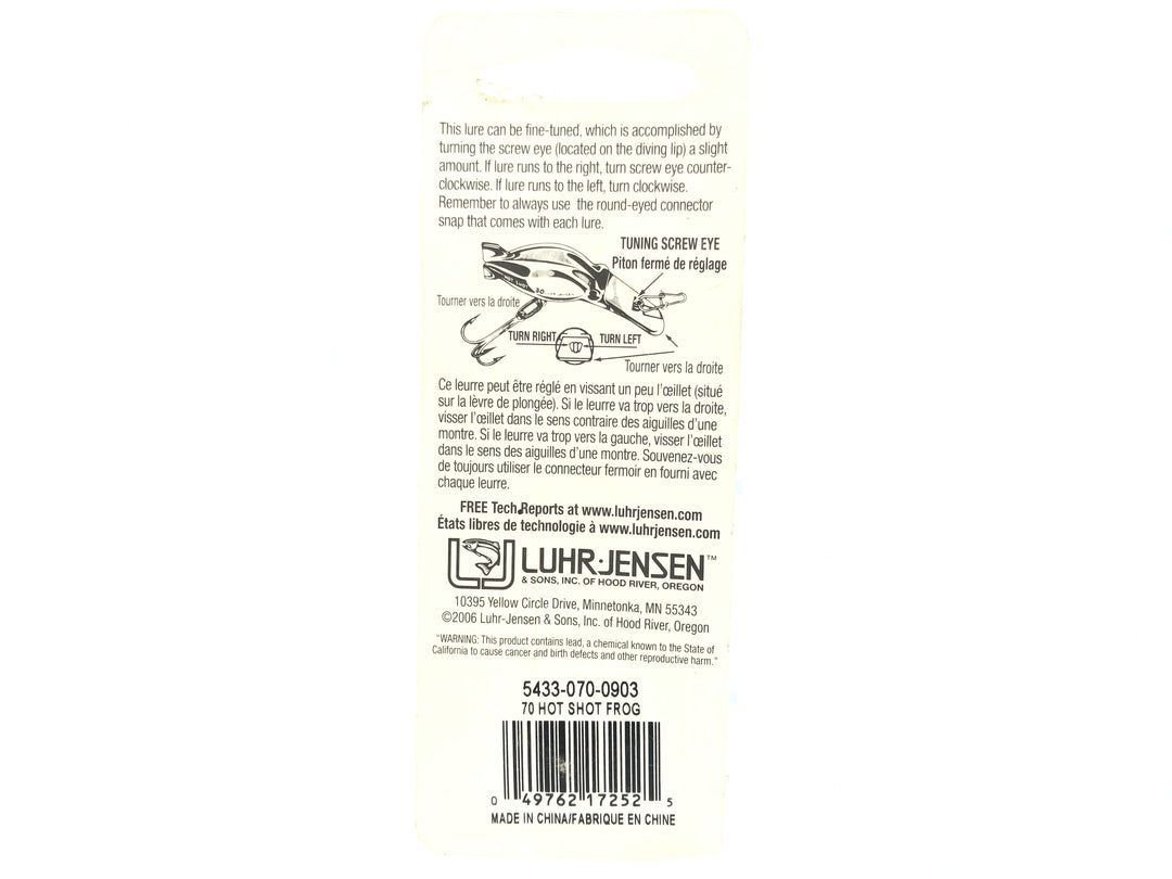 Luhr Jensen Hot Shot size 70 Frog Color in Package