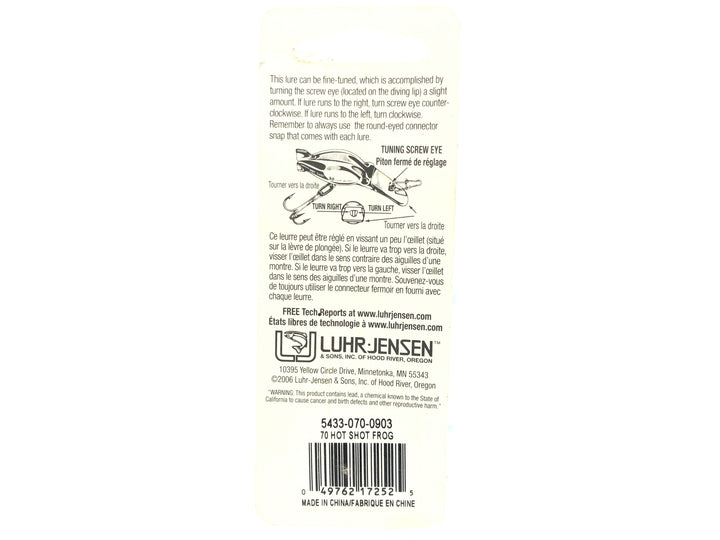 Luhr Jensen Hot Shot size 70 Frog Color in Package