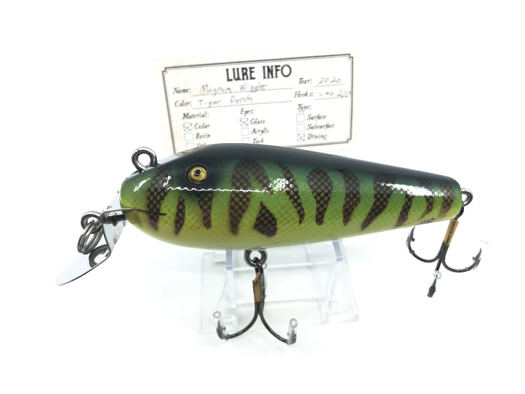 Chautauqua Wooden Glass Eye Magnum Wiggler Tiger Perch Color Custom Lure