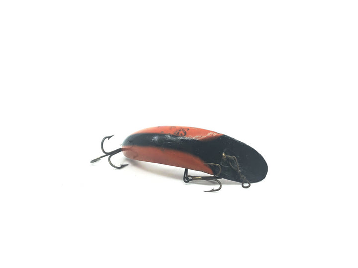 Vintage Helin Flatfish Wooden SPS Spinning Surface OB Orange Red Tip Black Stripe