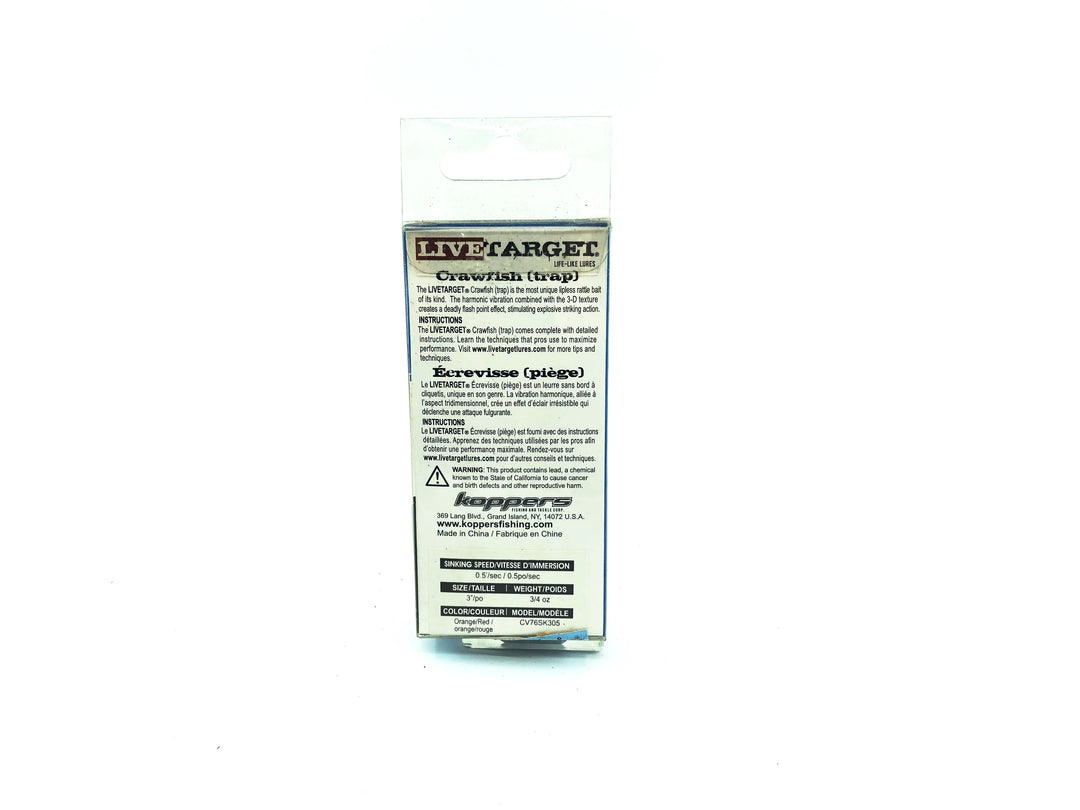 Koppers Live Target Crawfish Trap Orange Crawfish Color New on Card