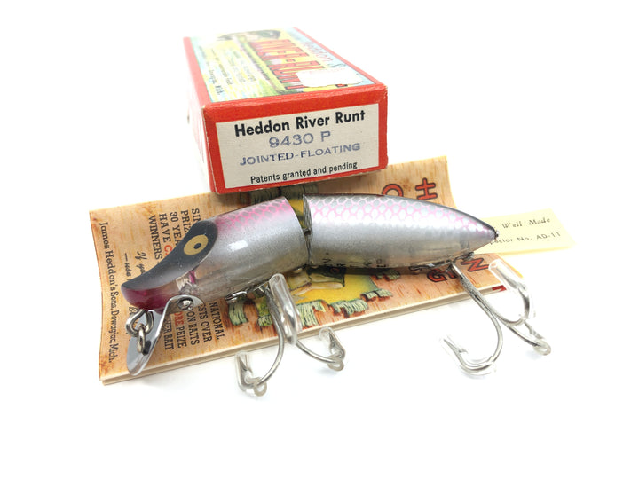 Heddon Jointed Floater River Runt 9430 P Shiner Scale Color with Box and Catalog / Inspection Tag