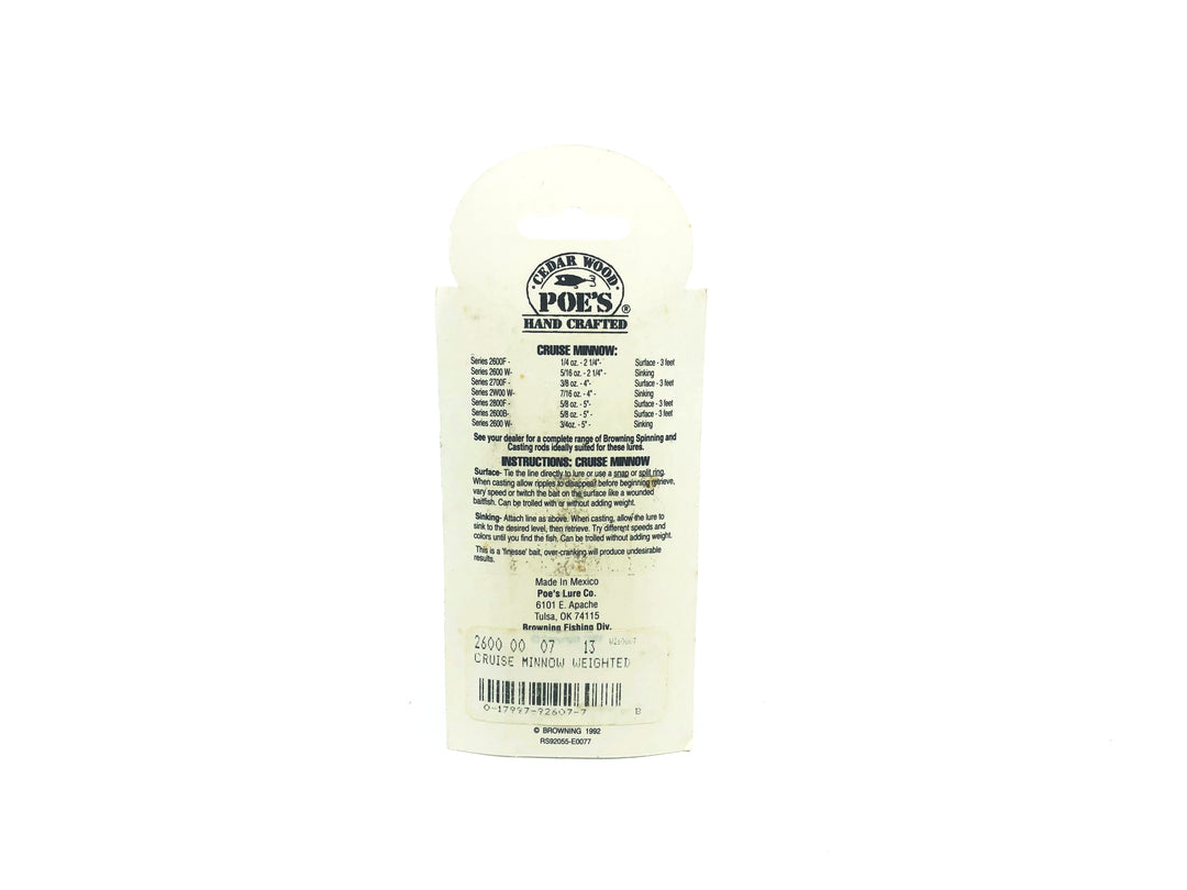 Poe's Cruise Minnow Series 2600W, Rainbow Trout Color on Card