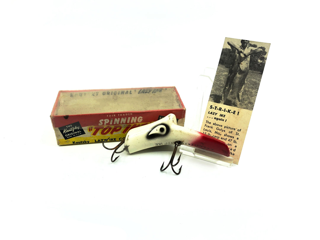 Kautzky Lazy Ike Wooden Spinning Top Ike with Box and Insert Red/White Color