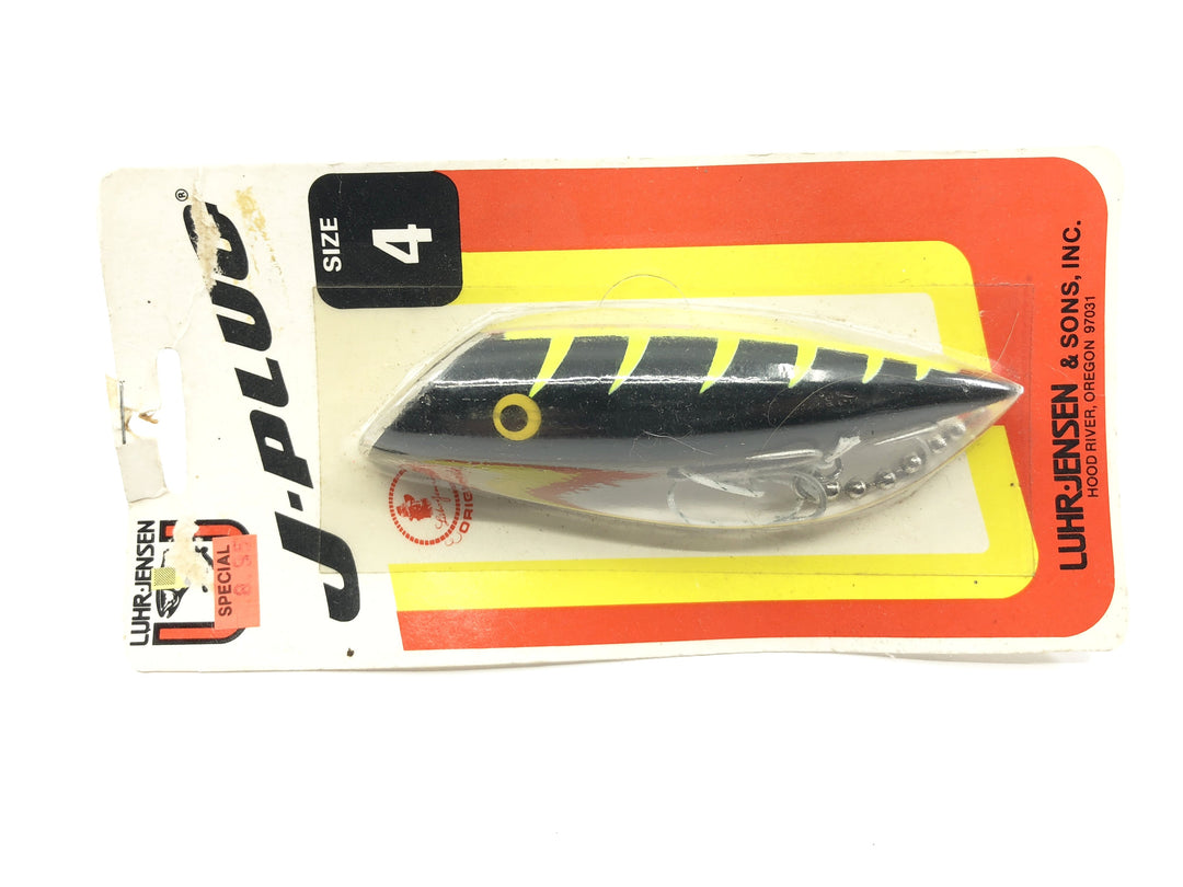 Luhr-Jensen J-Plug Size 4 Black Chartreuse Color with Card