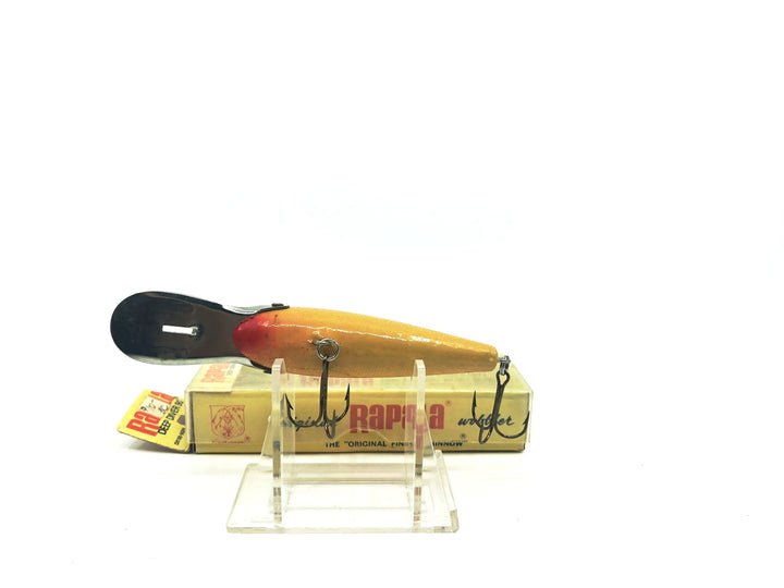 Vintage Rapala Deep 90, Gold Fluorescent Red Color with Box