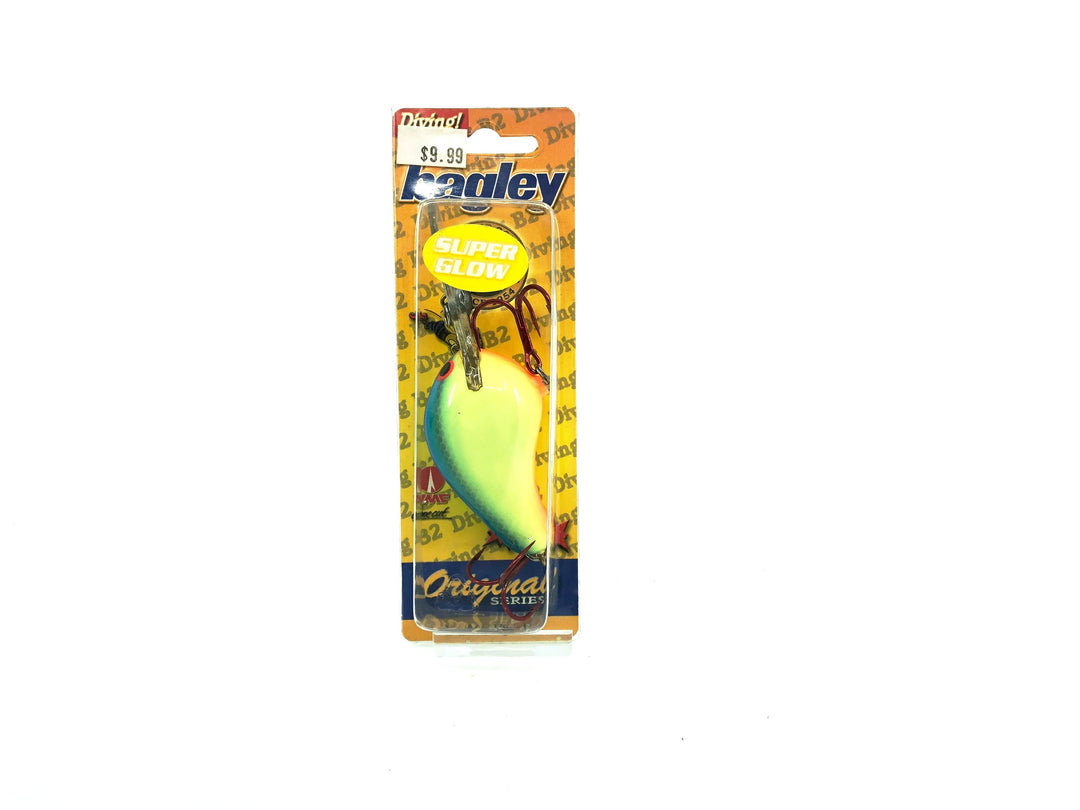 Bagley Diving B2 DB2-79SG Super Glow Blue on Chartreuse Color, New on Card