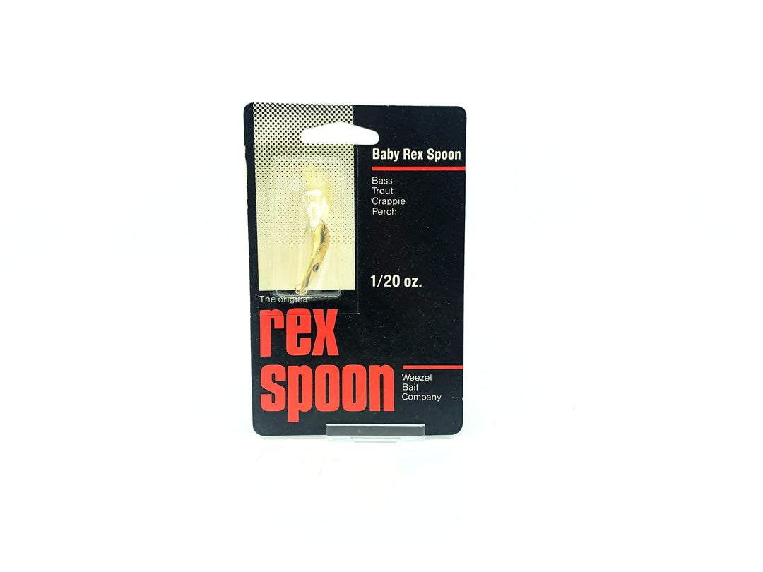 Queen City Tackle Company Baby 1/20oz Model Rex Spoon BRS3GO White Tail Feather/Gold Color on Card