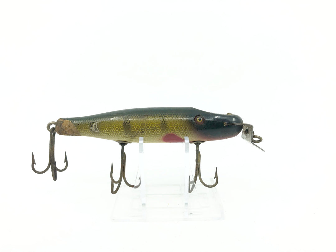 Creek Chub 700 Pikie in Perch 701 Color - Vintage Wooden Version with glass eyes