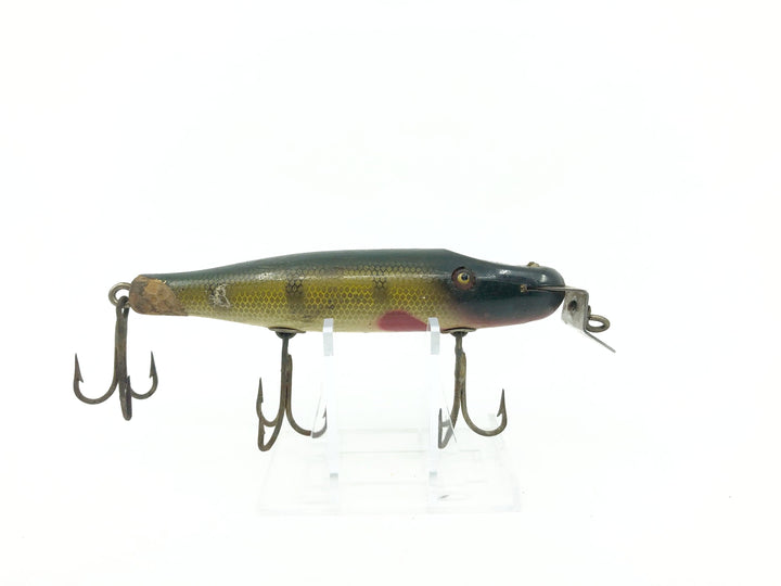 Creek Chub 700 Pikie in Perch 701 Color - Vintage Wooden Version with glass eyes
