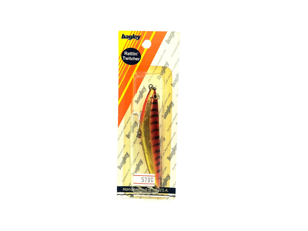 Bagley Rattlin' Twitcher GH4-H1G Hot Red on Gold Foil Black on Gold Foil/Orange Belly Color New on Card, Florida Bait