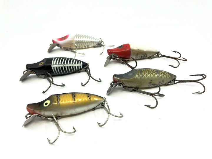 Lot of Five Heddon River Runt Spook Sinker Vintage Lures